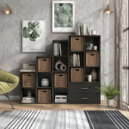 DH BASIC Organiseur de rangement empilable personnalisable en bois moderne - Étagères cubiques, armoire à tiroirs, bibliothèque avec portes par Denhour