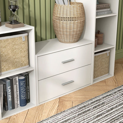 DH BASIC Organiseur de rangement empilable personnalisable en bois moderne - Étagères cubiques, armoire à tiroirs, bibliothèque avec portes par Denhour