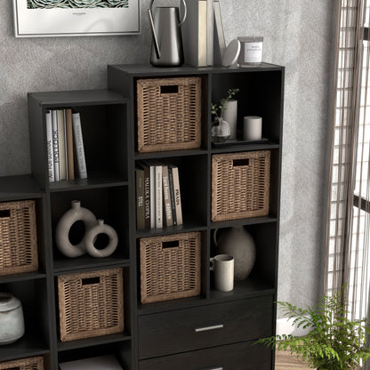 DH BASIC Organiseur de rangement empilable personnalisable en bois moderne - Étagères cubiques, armoire à tiroirs, bibliothèque avec portes par Denhour