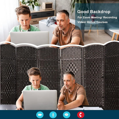 Paravent de séparation de pièce de 1,8 m de haut, écran de confidentialité autoportant en fibre tissée, écran pliant