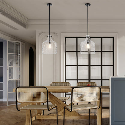 Suspension Daelan en verre transparent alvéolé à une lumière - 12 po