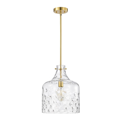 Suspension Daelan en verre transparent alvéolé à une lumière - 12 po