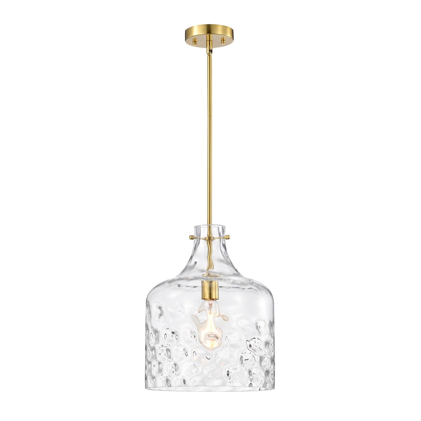 Suspension Daelan en verre transparent alvéolé à une lumière - 12 po