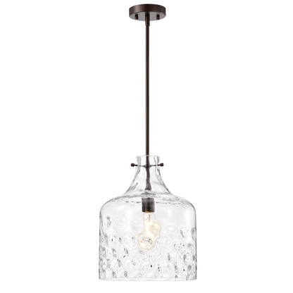 Suspension Daelan en verre transparent alvéolé à une lumière - 12 po