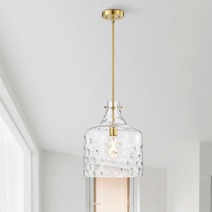 Suspension Daelan en verre transparent alvéolé à une lumière - 12 po