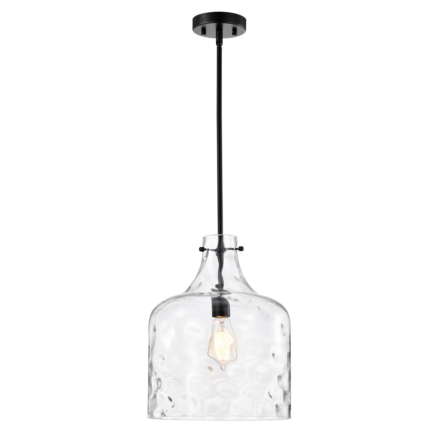 Suspension Daelan en verre transparent alvéolé à une lumière - 12 po