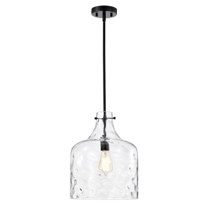 Suspension Daelan en verre transparent alvéolé à une lumière - 12 po