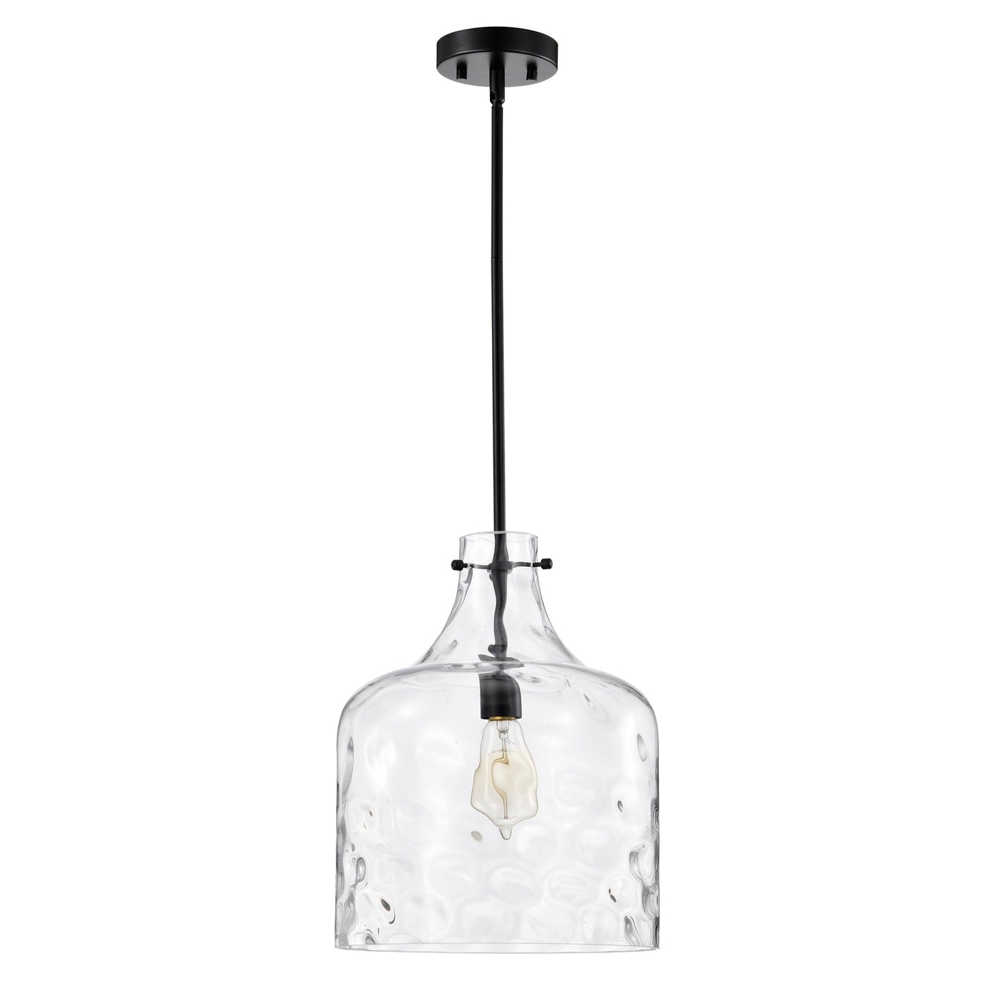 Suspension Daelan en verre transparent alvéolé à une lumière - 12 po