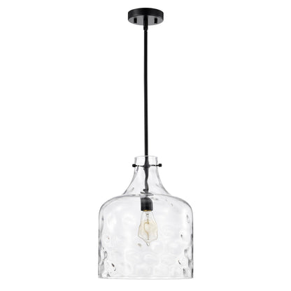 Suspension Daelan en verre transparent alvéolé à une lumière - 12 po