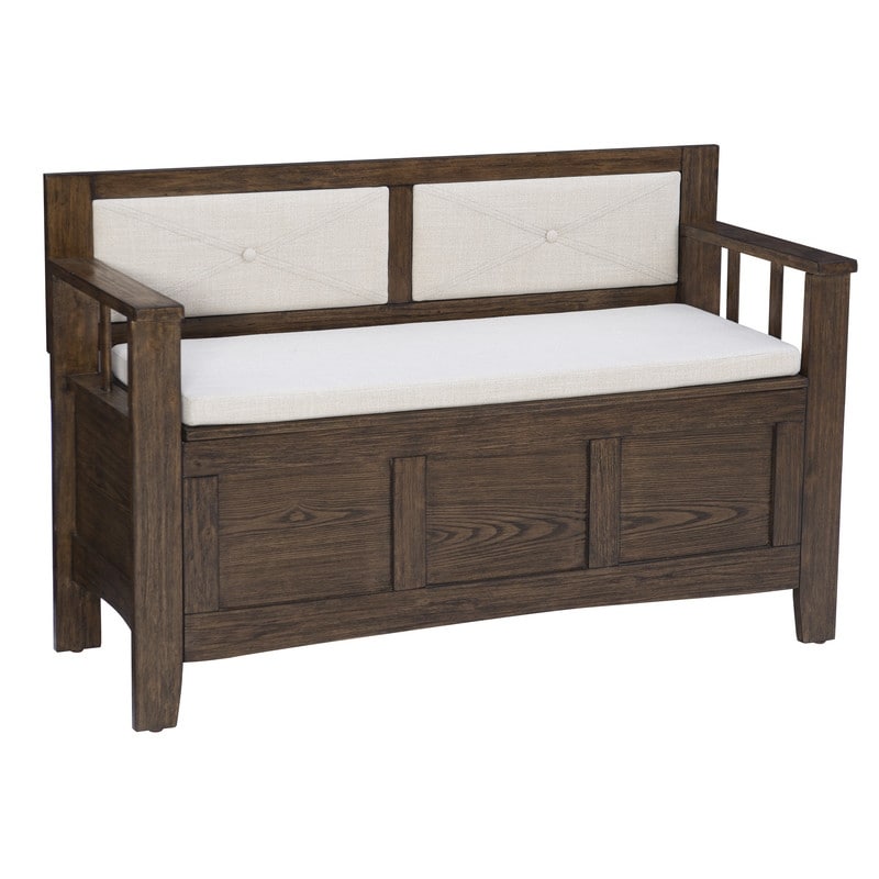 Banc d'entrée à plateau rabattable en bois de dahlia