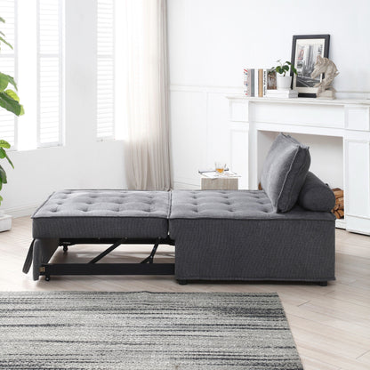 Canapé-lit gigogne ottoman gris foncé avec dossier réglable