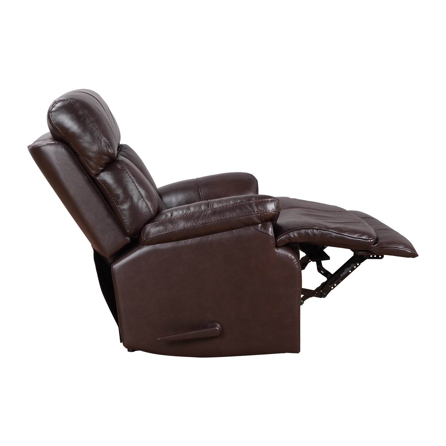 Fauteuil inclinable manuel extensible en cuir véritable marron avec repose-pieds Davin Top Grain Leather