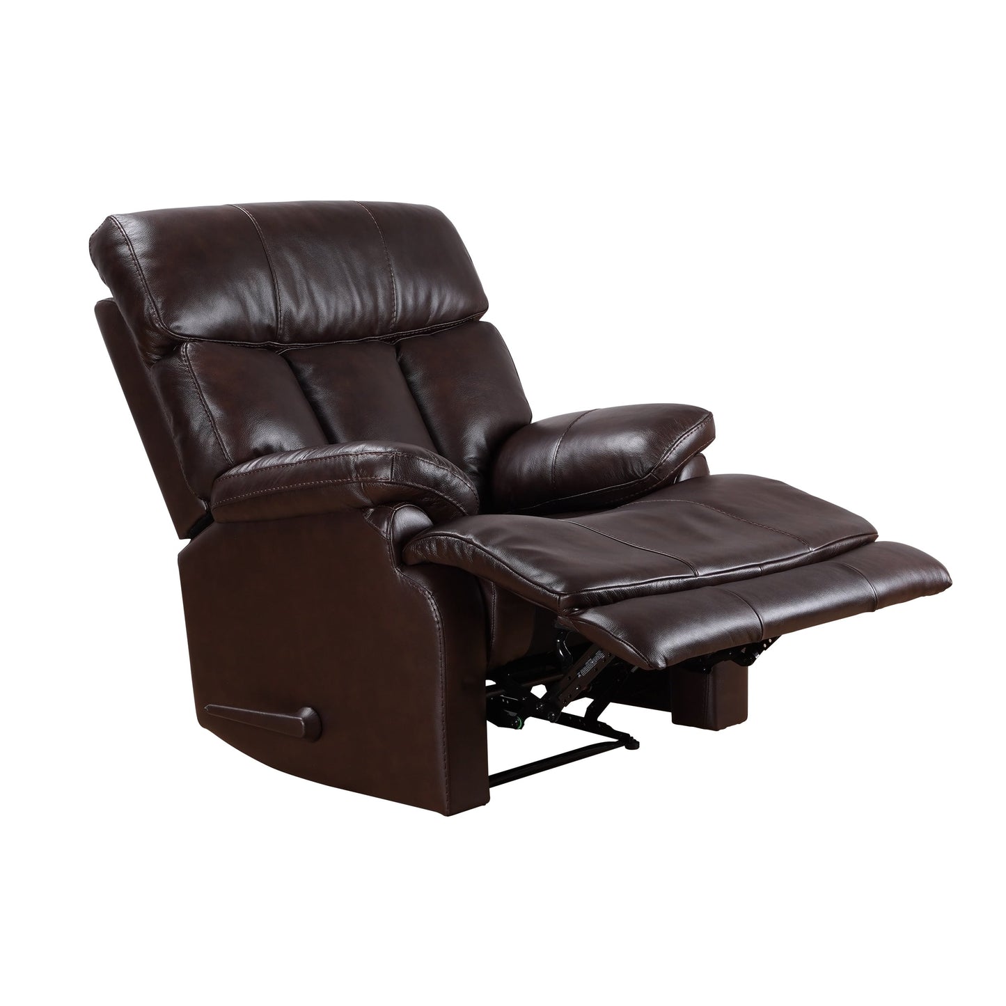 Fauteuil inclinable manuel extensible en cuir véritable marron avec repose-pieds Davin Top Grain Leather
