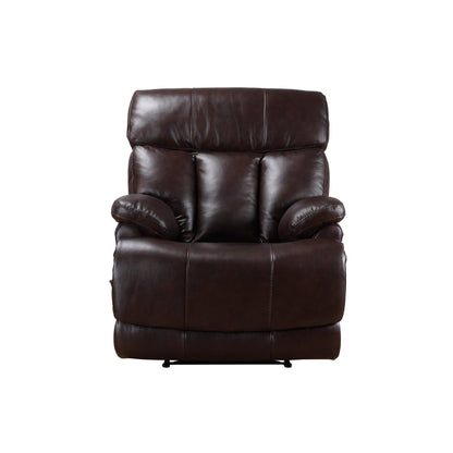 Fauteuil inclinable manuel extensible en cuir véritable marron avec repose-pieds Davin Top Grain Leather