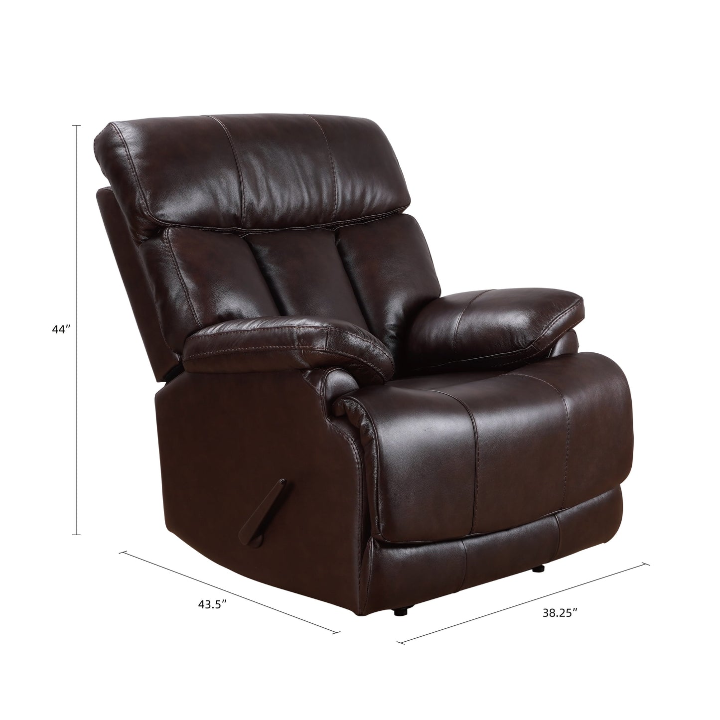 Fauteuil inclinable manuel extensible en cuir véritable marron avec repose-pieds Davin Top Grain Leather