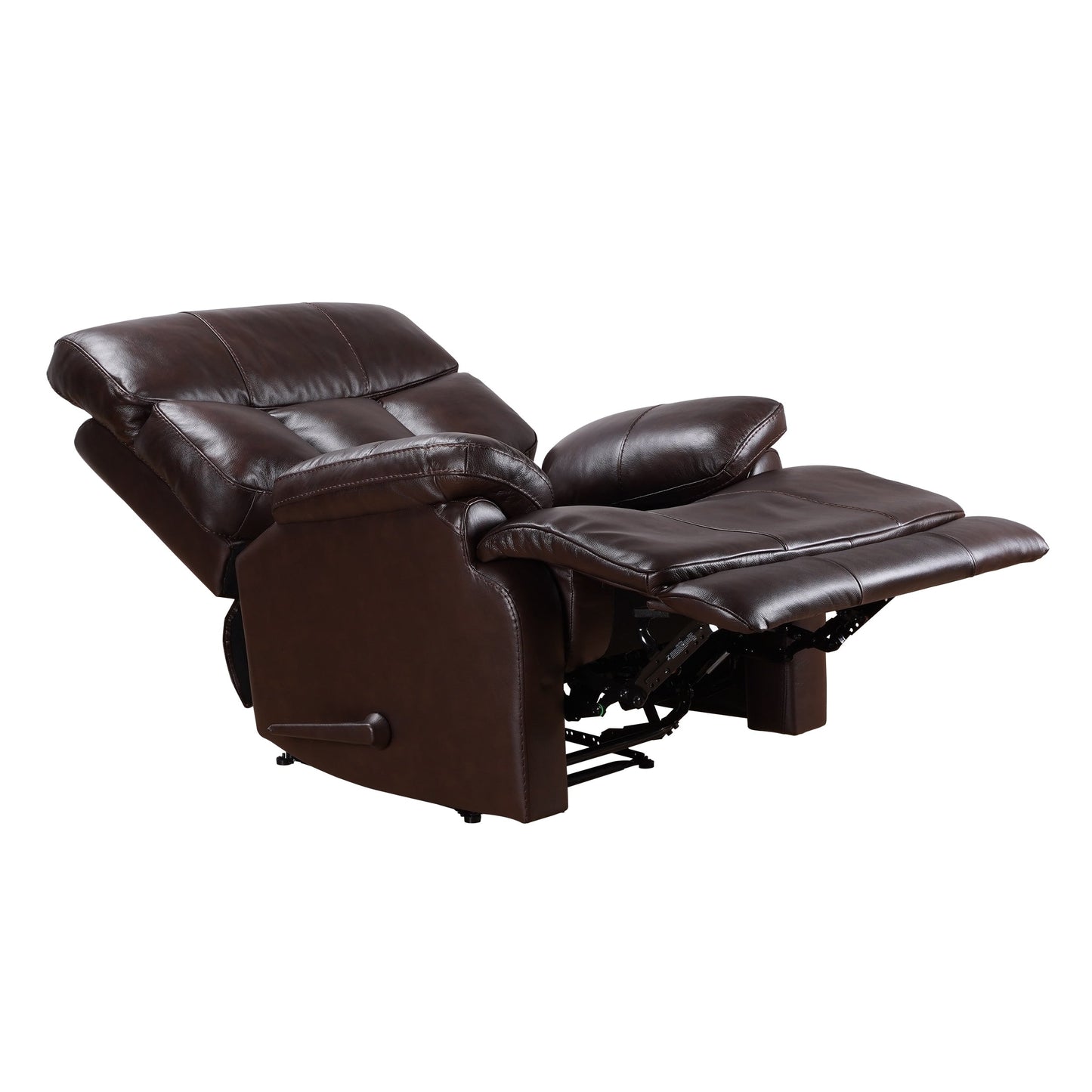 Fauteuil inclinable manuel extensible en cuir véritable marron avec repose-pieds Davin Top Grain Leather