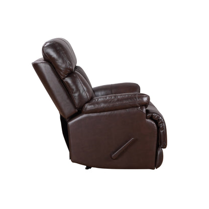 Fauteuil inclinable manuel extensible en cuir véritable marron avec repose-pieds Davin Top Grain Leather