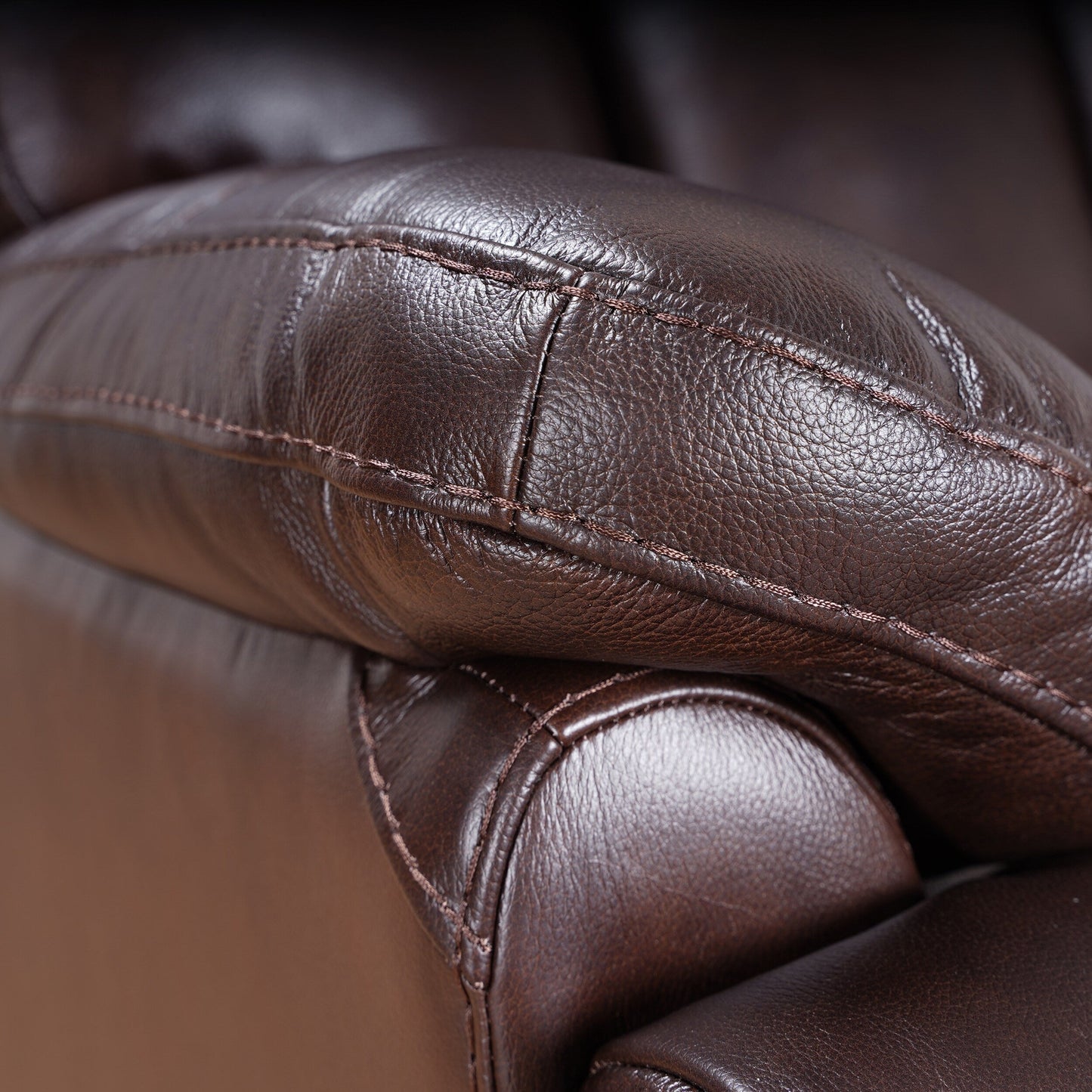 Fauteuil inclinable manuel extensible en cuir véritable marron avec repose-pieds Davin Top Grain Leather