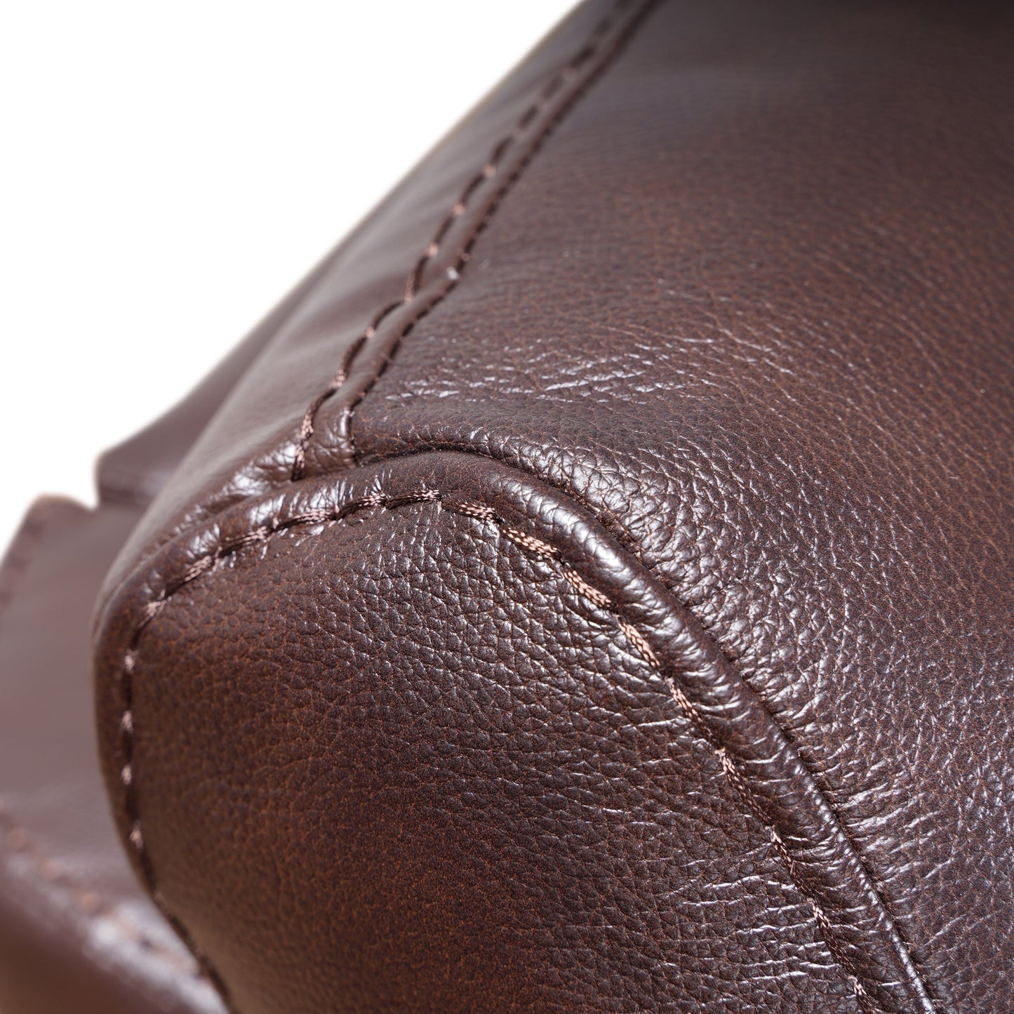 Fauteuil inclinable manuel extensible en cuir véritable marron avec repose-pieds Davin Top Grain Leather