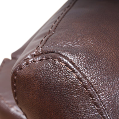 Fauteuil inclinable manuel extensible en cuir véritable marron avec repose-pieds Davin Top Grain Leather