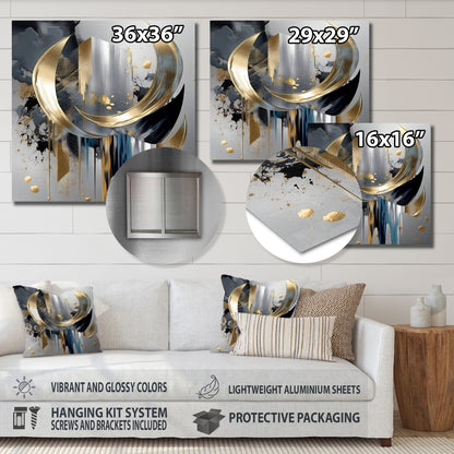 Designart Formes et lignes abstraites I Art mural abstrait en métal et marbre
