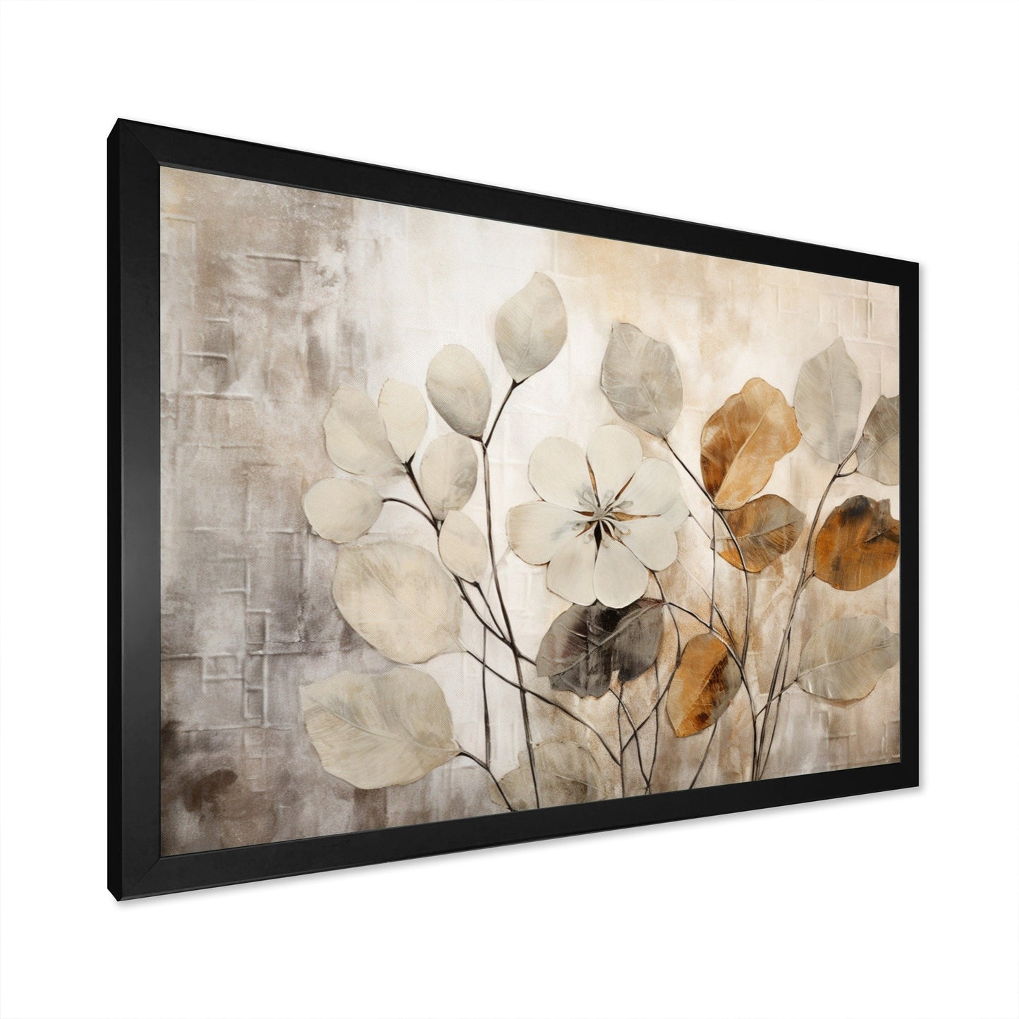 Impression sur toile encadrée Designart Beige Botanical Impressions III, motifs botaniques abstraits