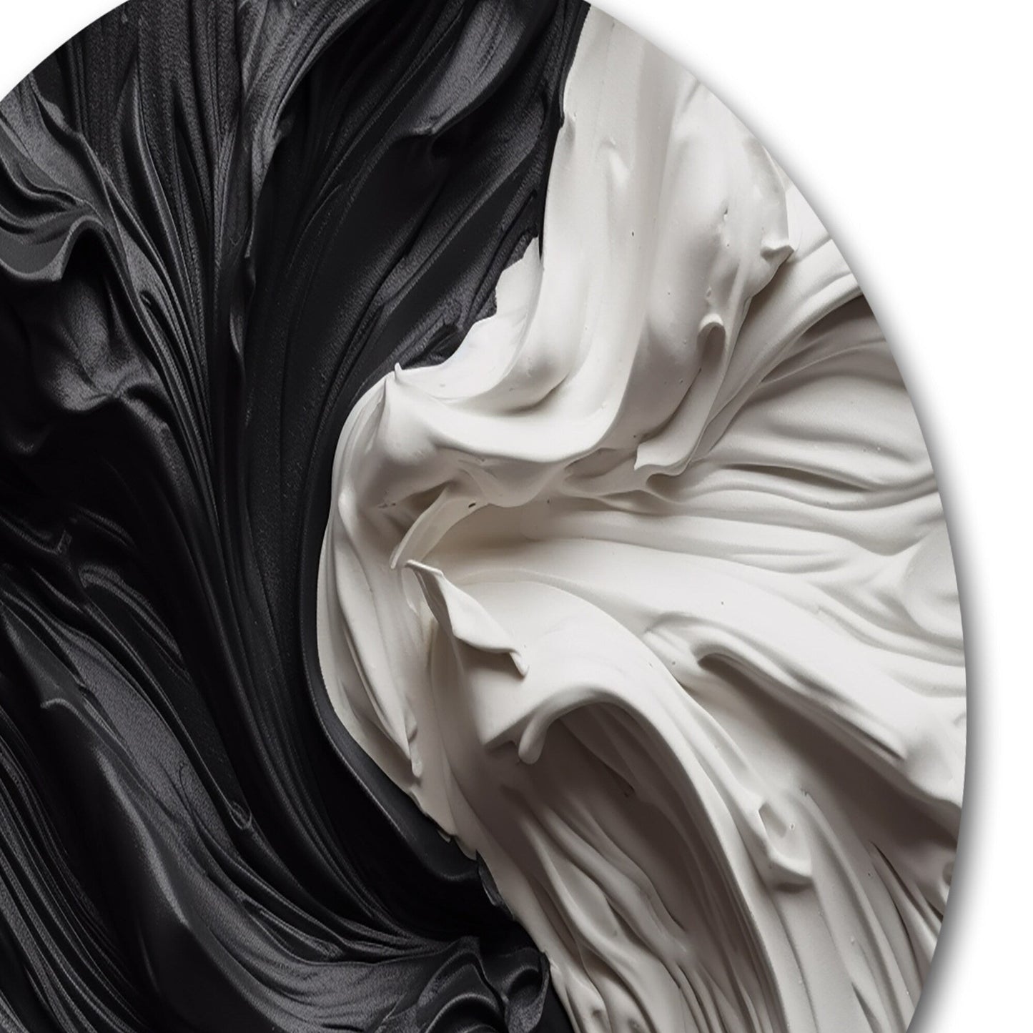 Décoration murale ronde en métal géométrique moderne Designart noir et blanc marbré Dreamscape V