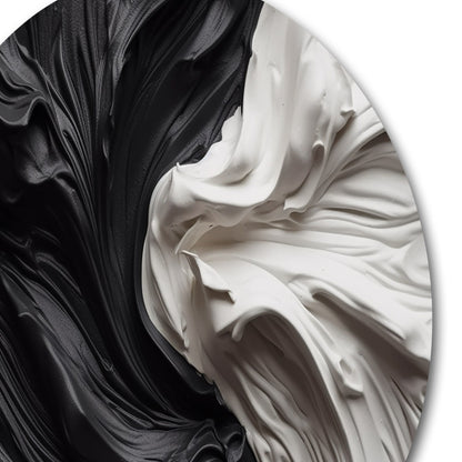 Décoration murale ronde en métal géométrique moderne Designart noir et blanc marbré Dreamscape V