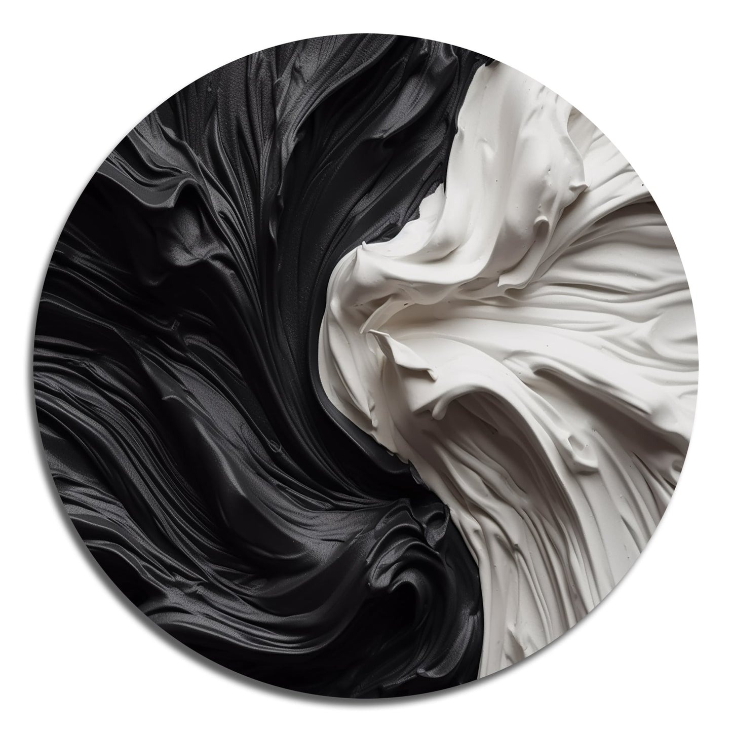 Décoration murale ronde en métal géométrique moderne Designart noir et blanc marbré Dreamscape V