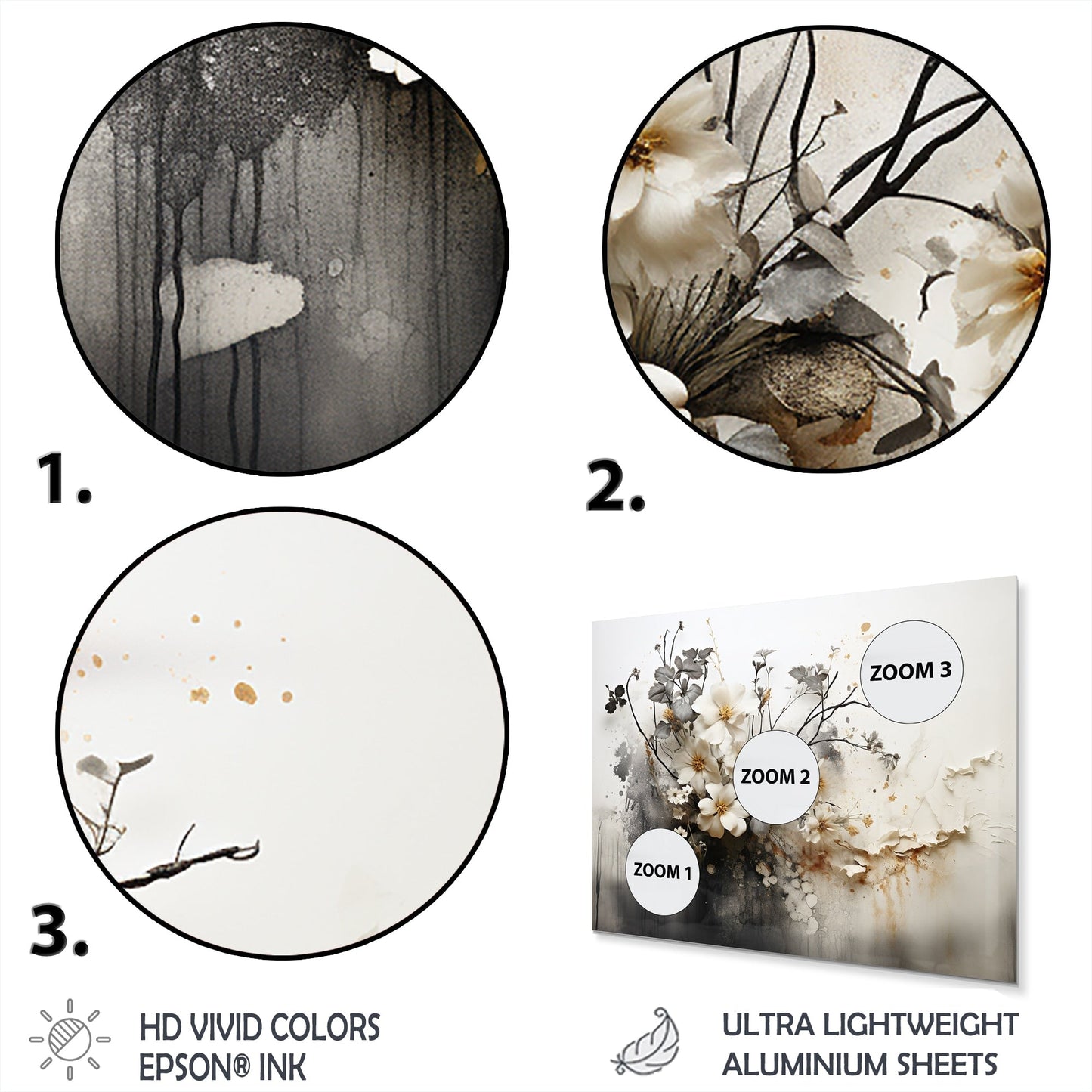 Collage floral terrestre bohème Designart I Art mural abstrait en métal pour salon