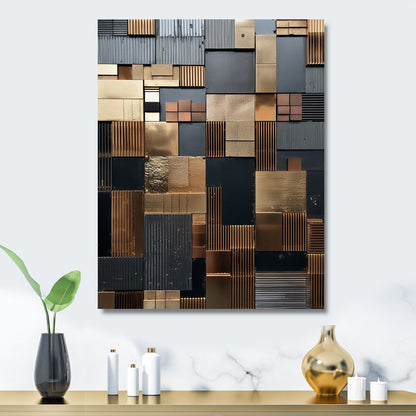 Designart Brown Abstract Tile Mosiac Charm Abstract Tile Metal Wall Art Décor mural en métal marron Œuvre d'art en métal moderne