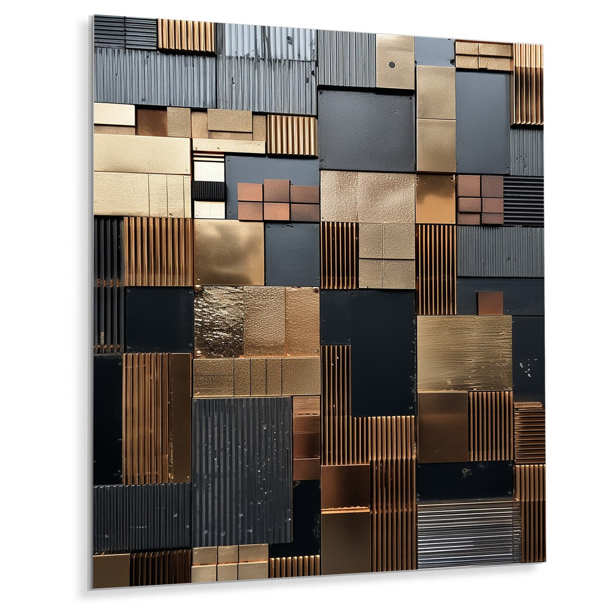 Designart Brown Abstract Tile Mosiac Charm Abstract Tile Metal Wall Art Décor mural en métal marron Œuvre d'art en métal moderne