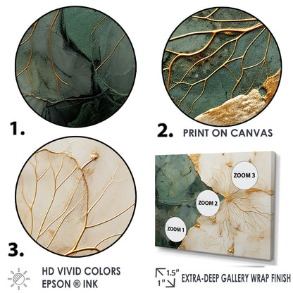Poteries minimalistes Designart vert et or I Décoration murale encadrée à spirales abstraites pour salon