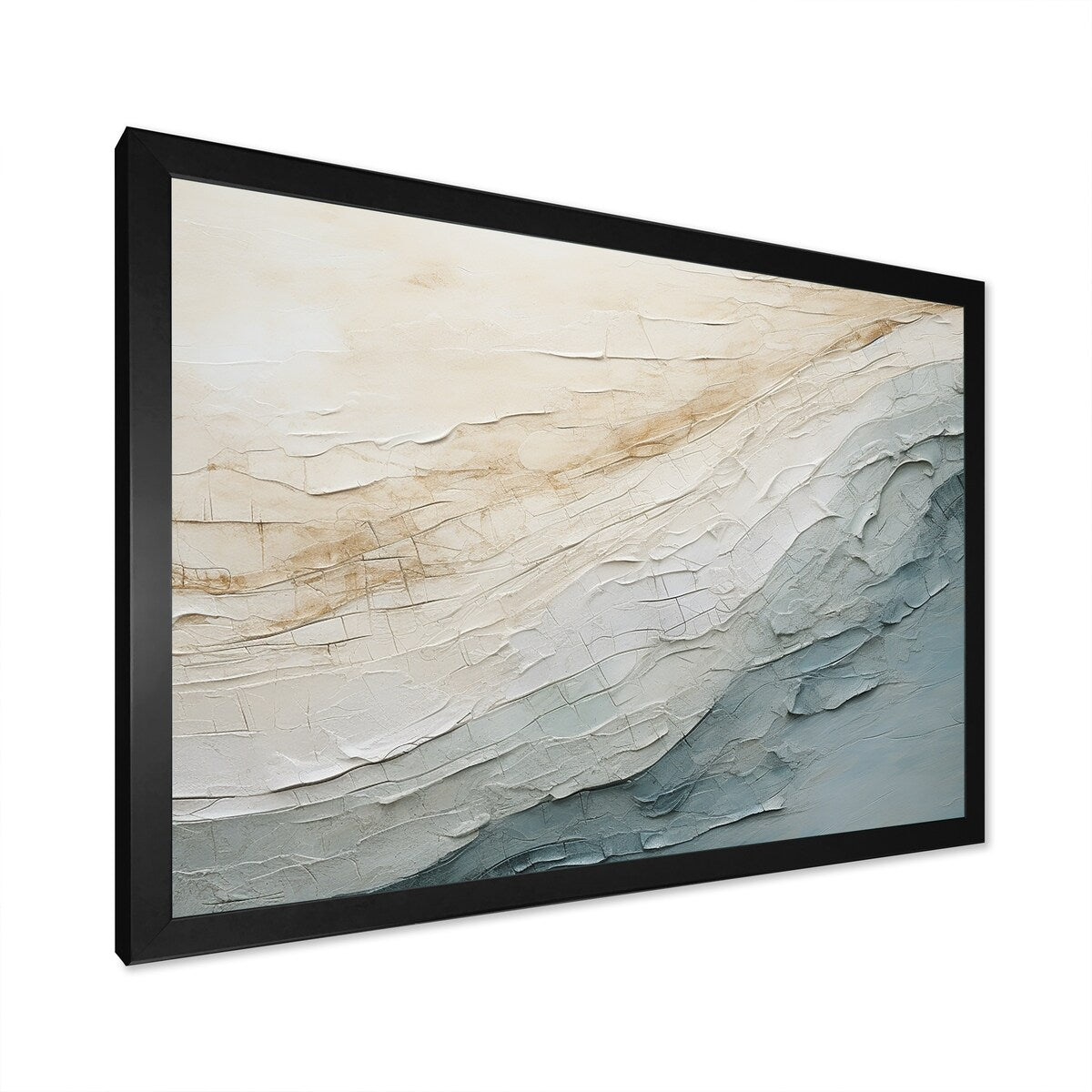 Designart Minimalisme Beige et Gris Vague Horizon I Décoration Murale Encadrée Minimalisme Côtier