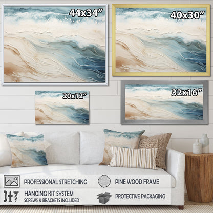 Designart Moderne Bleu et Beige Sable Vue Aérienne V Plage Côtière Sable Art Mural
