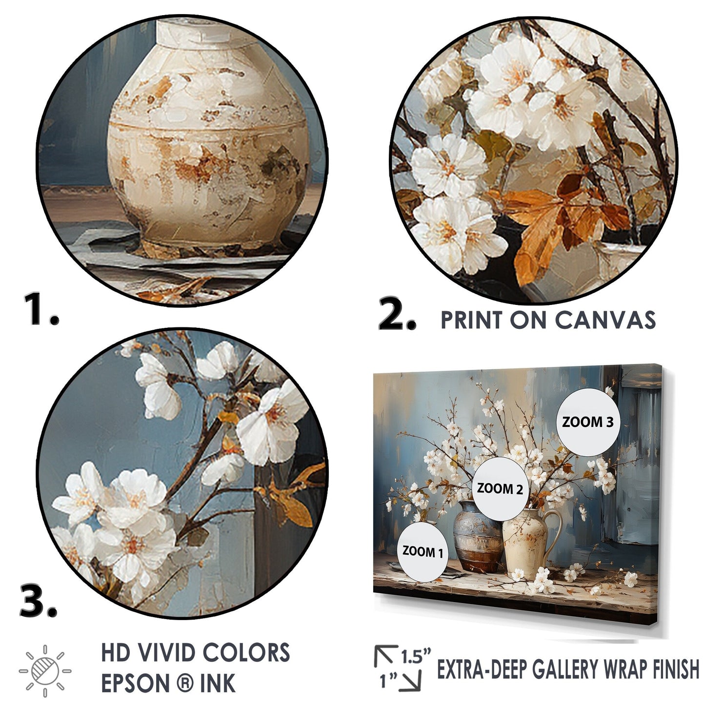 Designart Poterie et fleurs Nature morte I Arbre Toile murale