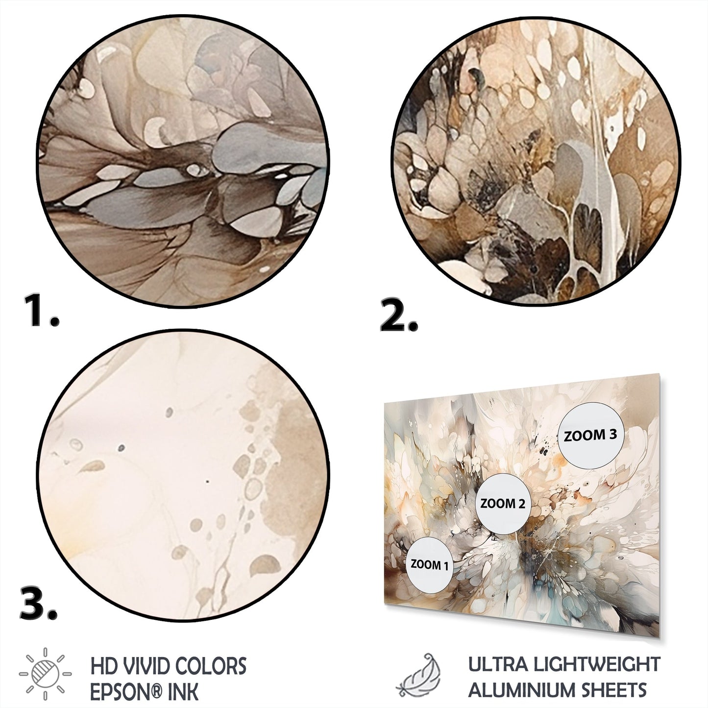 Designart - Profondeurs géométriques blanches et grises - Décoration murale géométrique moderne en métal