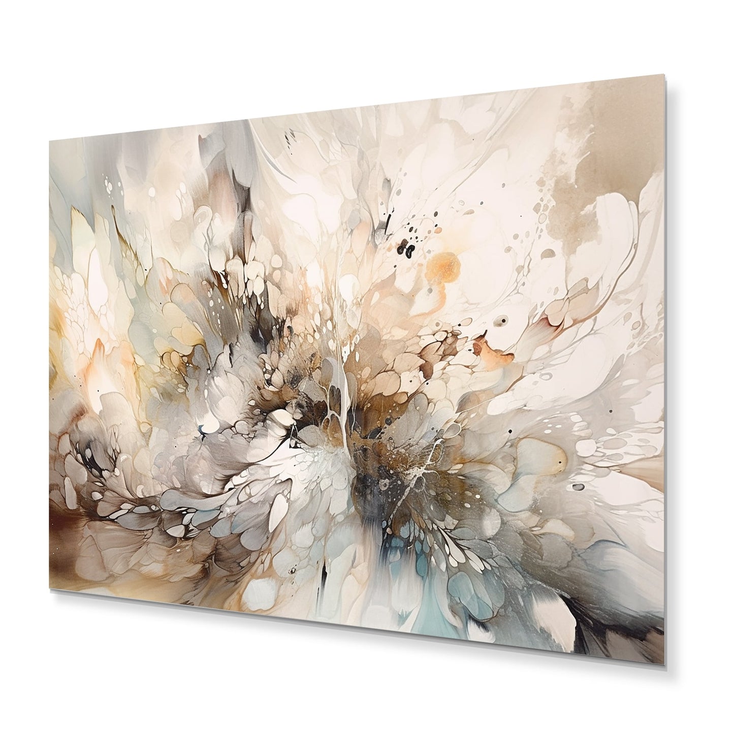 Designart - Profondeurs géométriques blanches et grises - Décoration murale géométrique moderne en métal