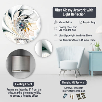 Collage botanique blanc Designart, art mural abstrait en métal pour salon