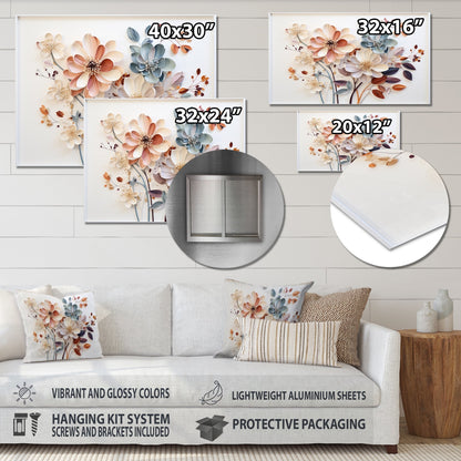 Collage botanique blanc Designart, art mural abstrait en métal pour salon