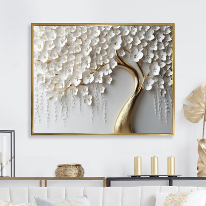 Orchidée blanche Designart, jardin de branches IV, décoration murale encadrée pour salon