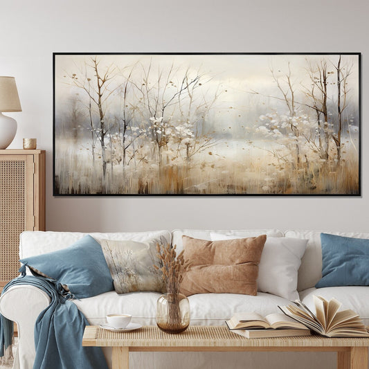 Décoration murale Designart Winter Meadow View Calmness II Meadow Grey - Toile encadrée traditionnelle pour chambre à coucher