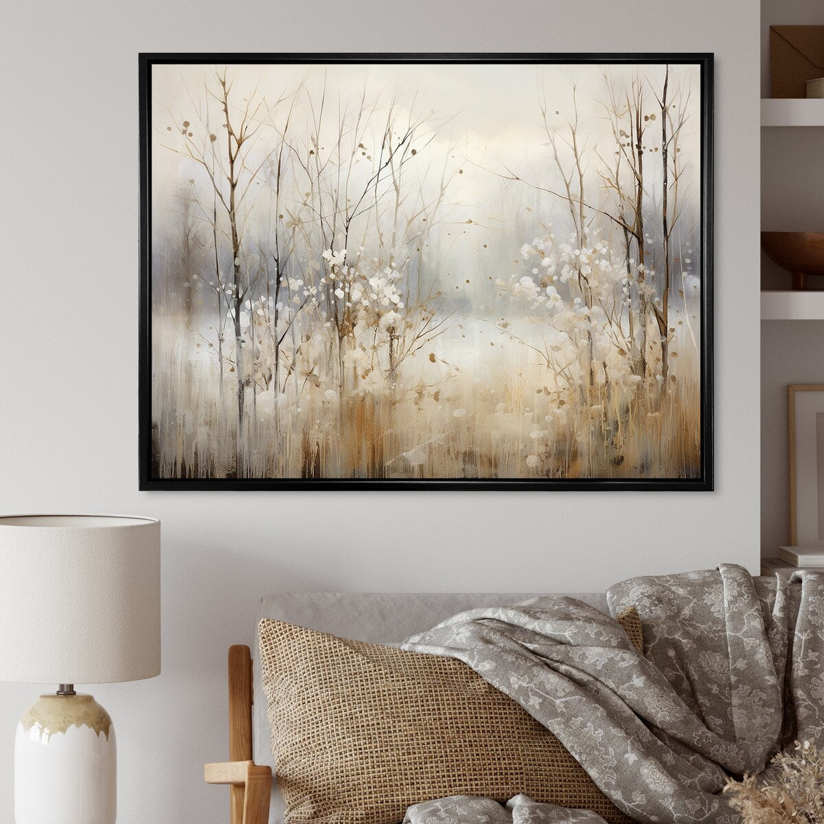 Décoration murale Designart Winter Meadow View Calmness II Meadow Grey - Toile encadrée traditionnelle pour chambre à coucher