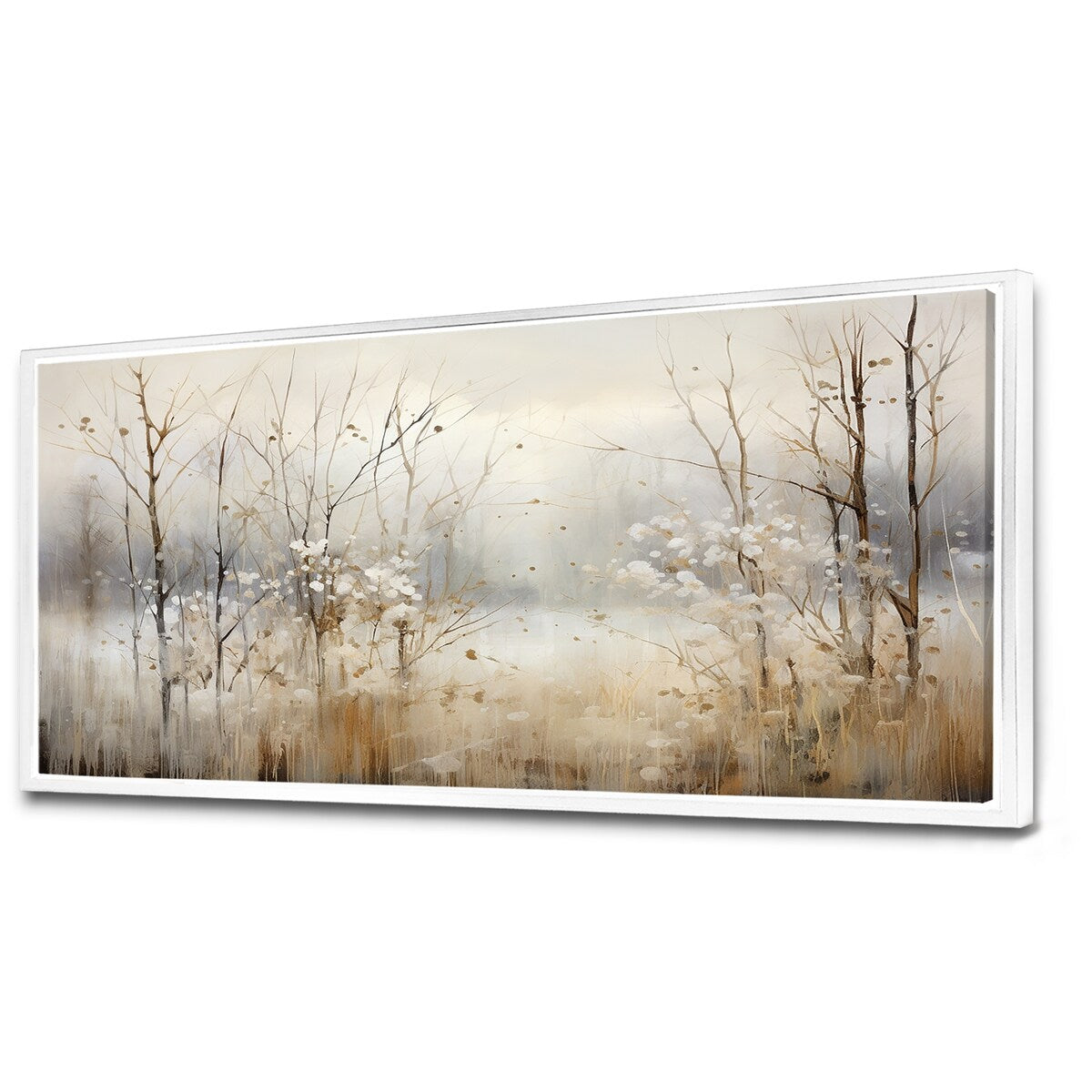 Décoration murale Designart Winter Meadow View Calmness II Meadow Grey - Toile encadrée traditionnelle pour chambre à coucher