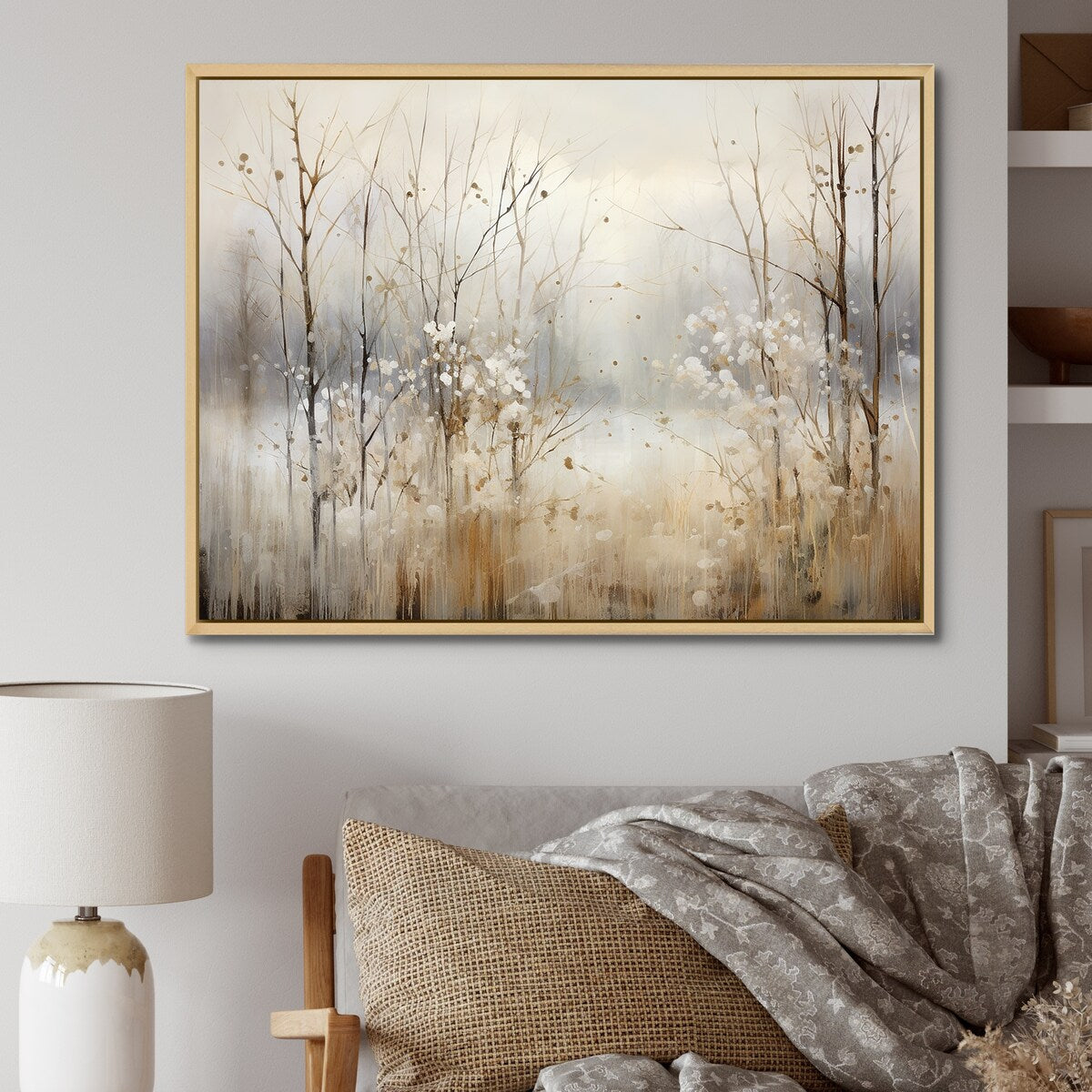 Décoration murale Designart Winter Meadow View Calmness II Meadow Grey - Toile encadrée traditionnelle pour chambre à coucher