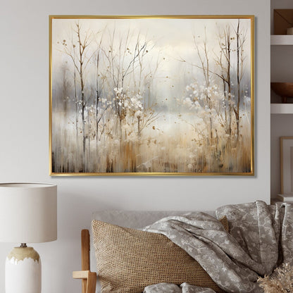 Décoration murale Designart Winter Meadow View Calmness II Meadow Grey - Toile encadrée traditionnelle pour chambre à coucher