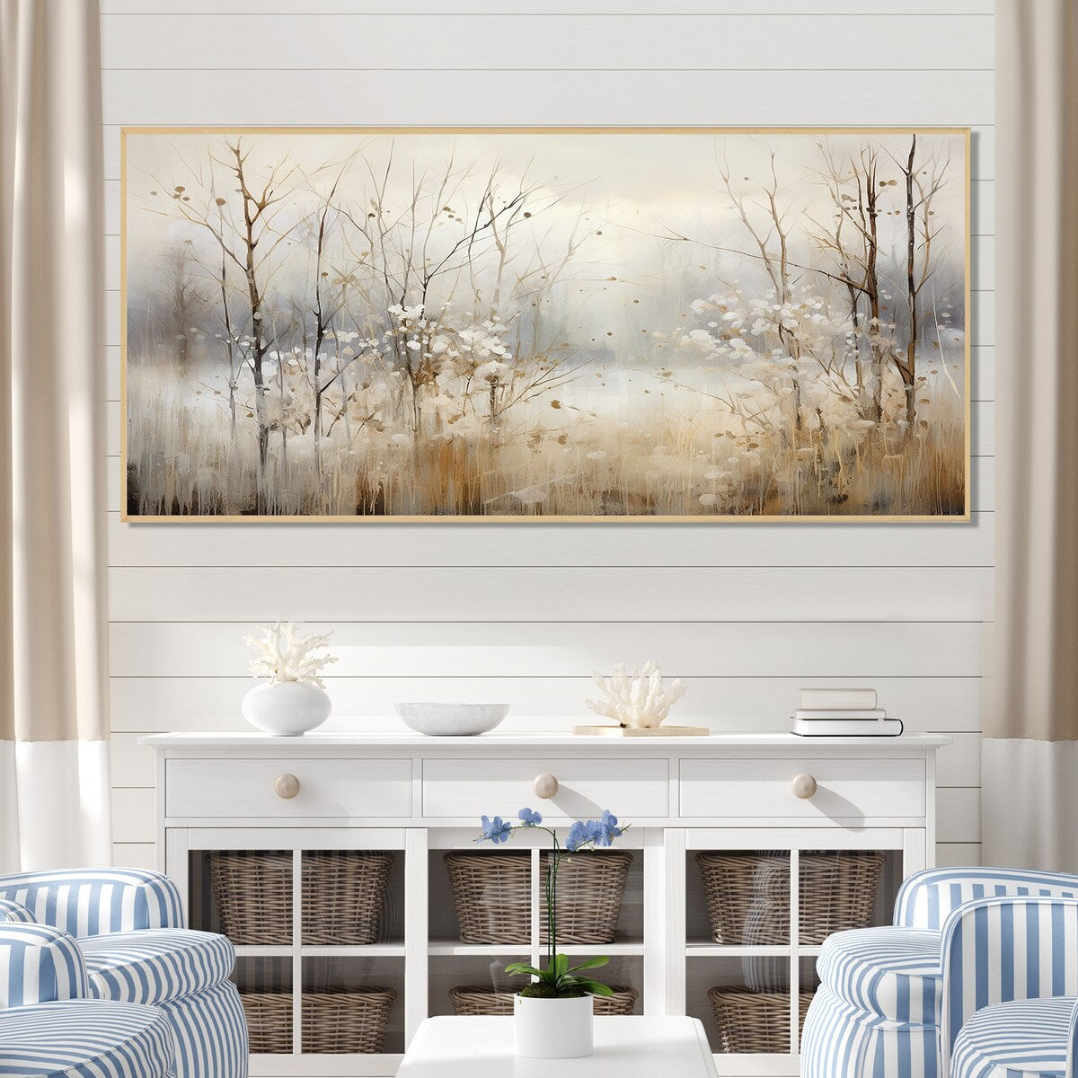 Décoration murale Designart Winter Meadow View Calmness II Meadow Grey - Toile encadrée traditionnelle pour chambre à coucher