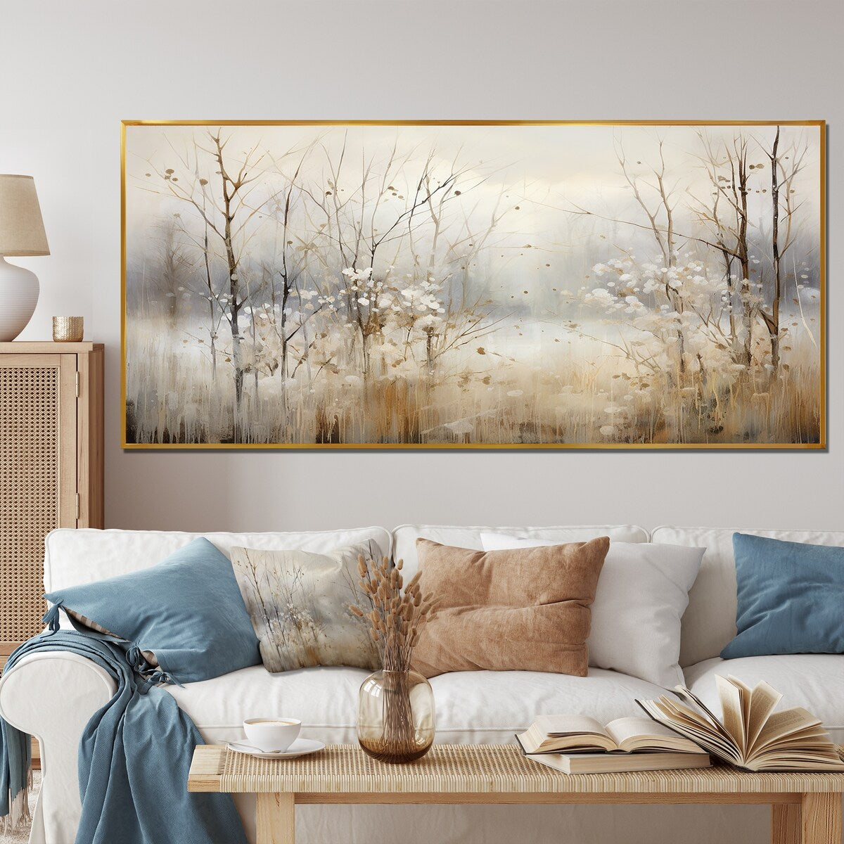 Décoration murale Designart Winter Meadow View Calmness II Meadow Grey - Toile encadrée traditionnelle pour chambre à coucher