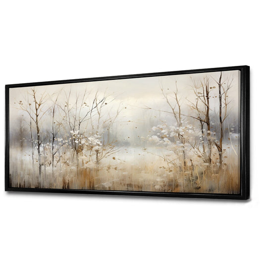 Décoration murale Designart Winter Meadow View Calmness II Meadow Grey - Toile encadrée traditionnelle pour chambre à coucher