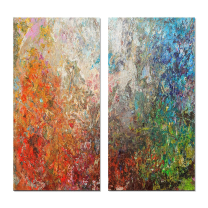 Ensemble de 2 impressions sur toile abstraites Designart Board Stained Abstract Art